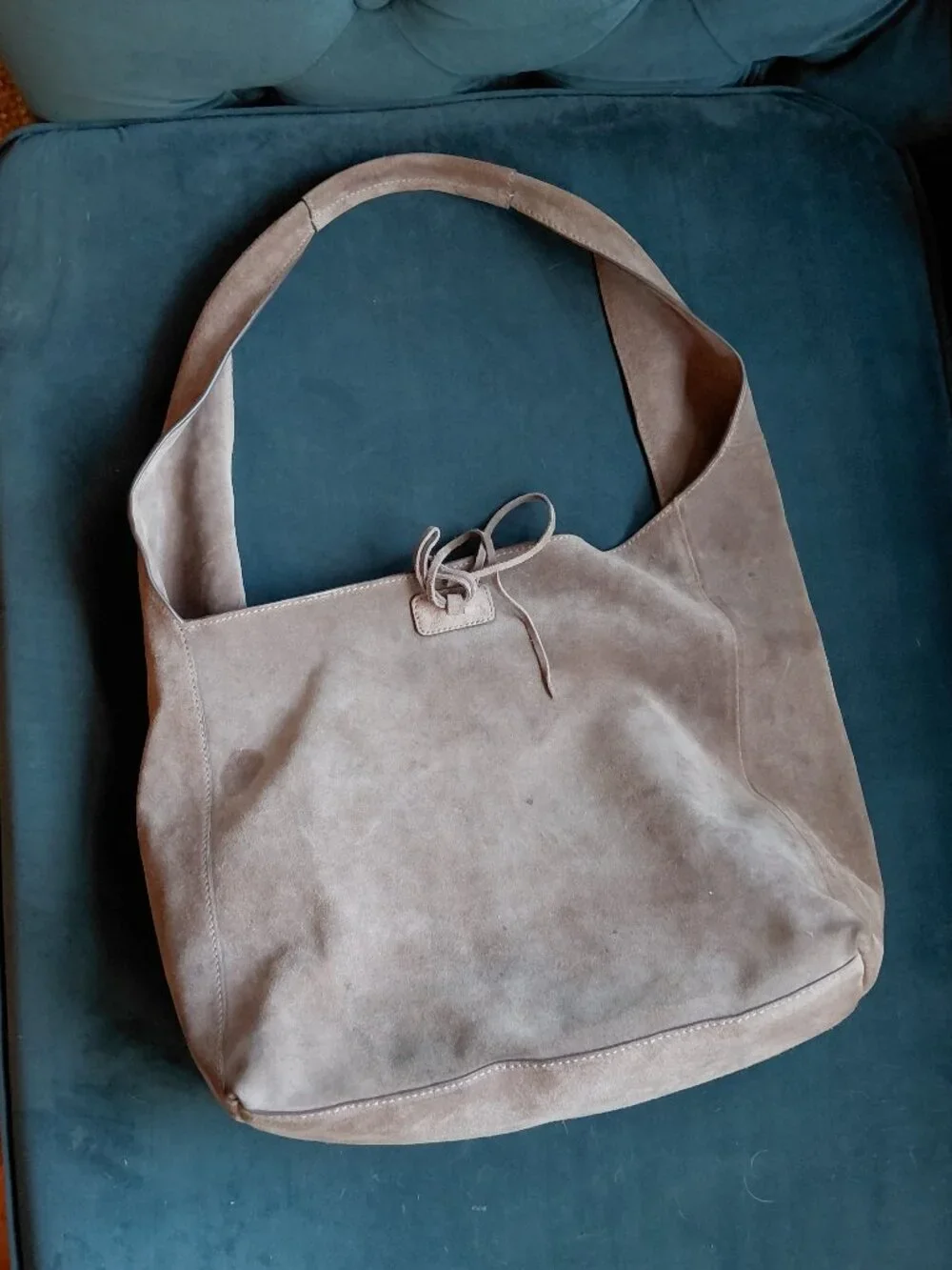 Lucky Brand Genuine Suede Slouchy Hobo Bag With Bow Detail